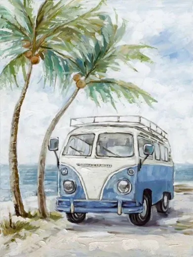 Wandbild Bus am Strand