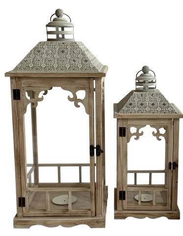 Laterne braun 2er Set